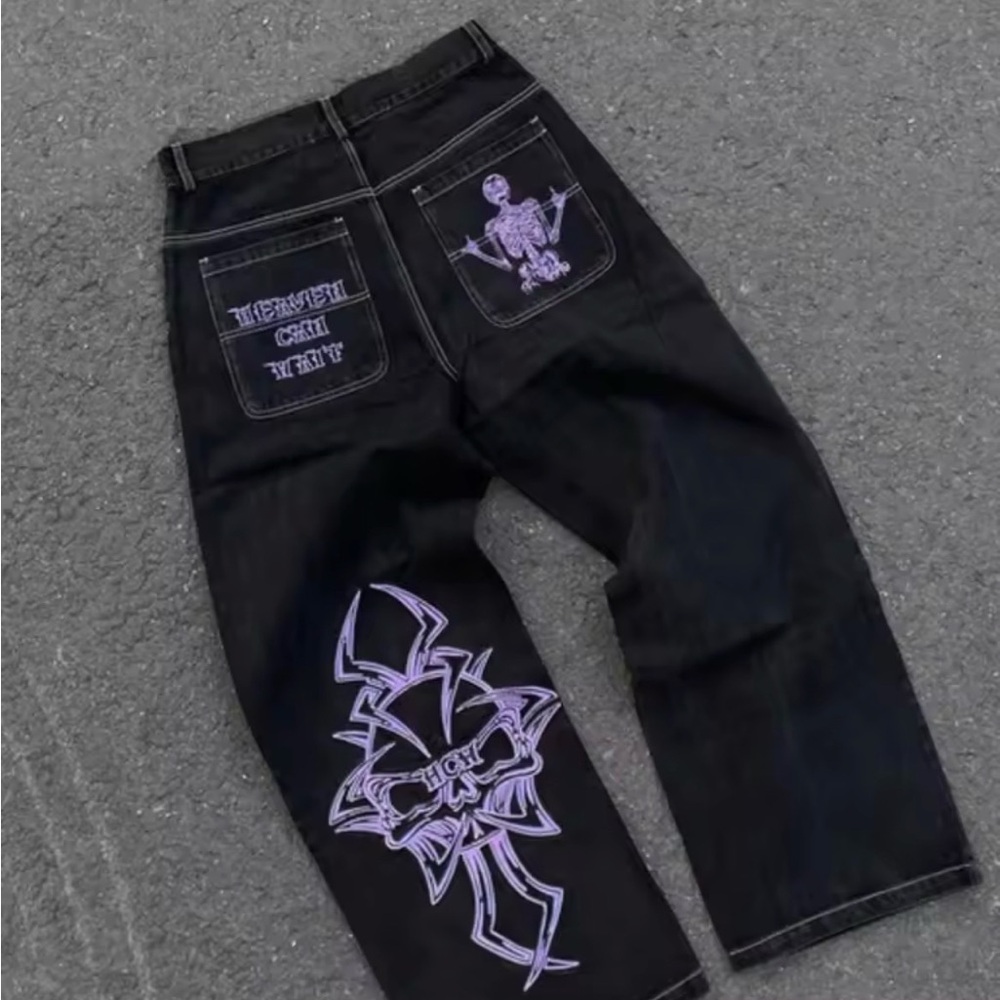 Black and Purple Graphic Men's Jeans